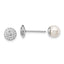 Sterling Silver Rhodium-plated Polished White 5-6mm Mother of Pearl & CZ Halo Reversible Post Earrings