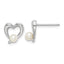 Sterling Silver Rhodium-plated 3-4mm White Round Freshwater Cultured Pearl Heart Post Earrings