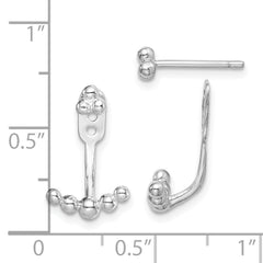 Sterling Silver RH-plated Beaded Dangle Jackets w/3-Bead Earrings