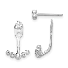 Sterling Silver RH-plated Beaded Dangle Jackets w/3-Bead Earrings