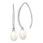 Freshwater Pearl & Cubic Zirconia Threader Earrings in Sterling Silver, 7x36mm - Sophia Jewelers