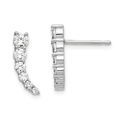 Sterling Shimmer Sterling Silver Rhodium-plated 12 Stone CZ Post Dangle Earrings