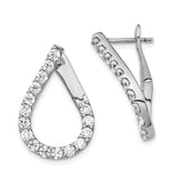 Sterling Shimmer Sterling Silver Rhodium-plated 32 Stone CZ Front and Back Teardrop Hinged Hoop Earrings