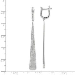 Sterling Shimmer Sterling Silver Rhodium-plated 228 Stone Pav‚ CZ Triangle Dangle Hinged Post Earrings