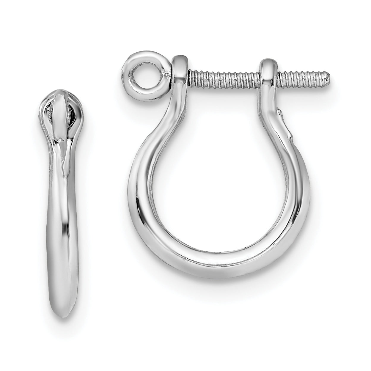 De-Ani Sterling Silver Rhodium-plated Polished Small Shackle Link Screw Earrings
