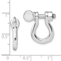 De-Ani Sterling Silver Rhodium-Plated Polished Shackle Link Screw Single Earrings
