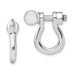 De-Ani Sterling Silver Rhodium-Plated Polished Shackle Link Screw Single Earrings