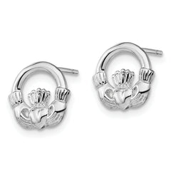 De-Ani Sterling Silver Rhodium-Plated Polished Claddagh Post Earrings
