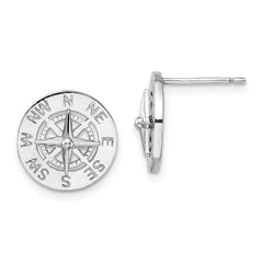 De-Ani Sterling Silver Rhodium-Plated Mini Nautical Compass Post Earrings