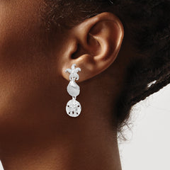 De-Ani Sterling Silver Rhodium-Plated Polished Sea Life Dangle Post Earrings