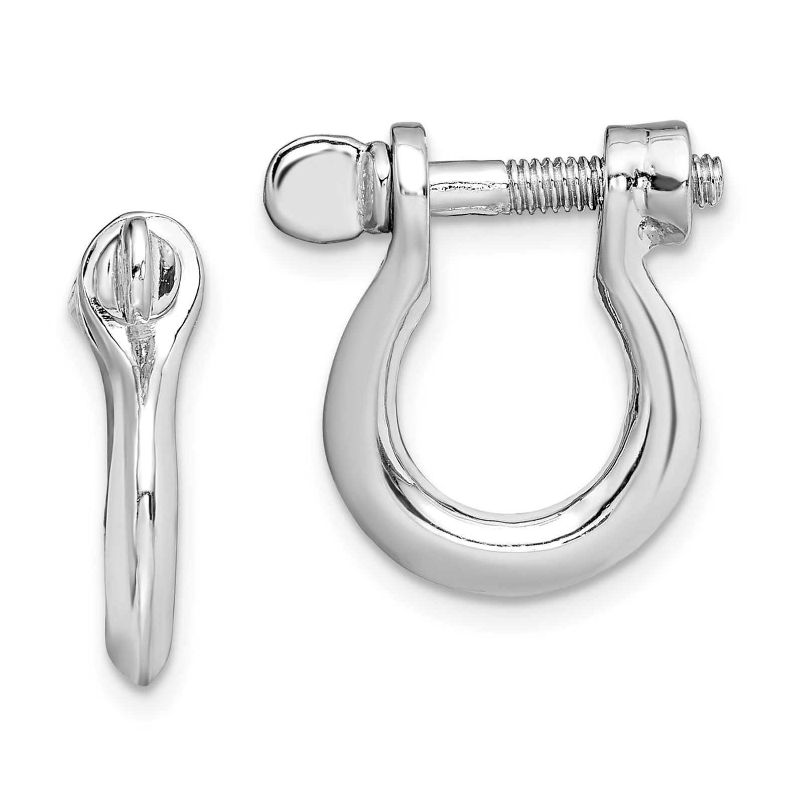 De-Ani Sterling Silver Rhodium-Plated Polished Medium Shackle Link Screw Earrings