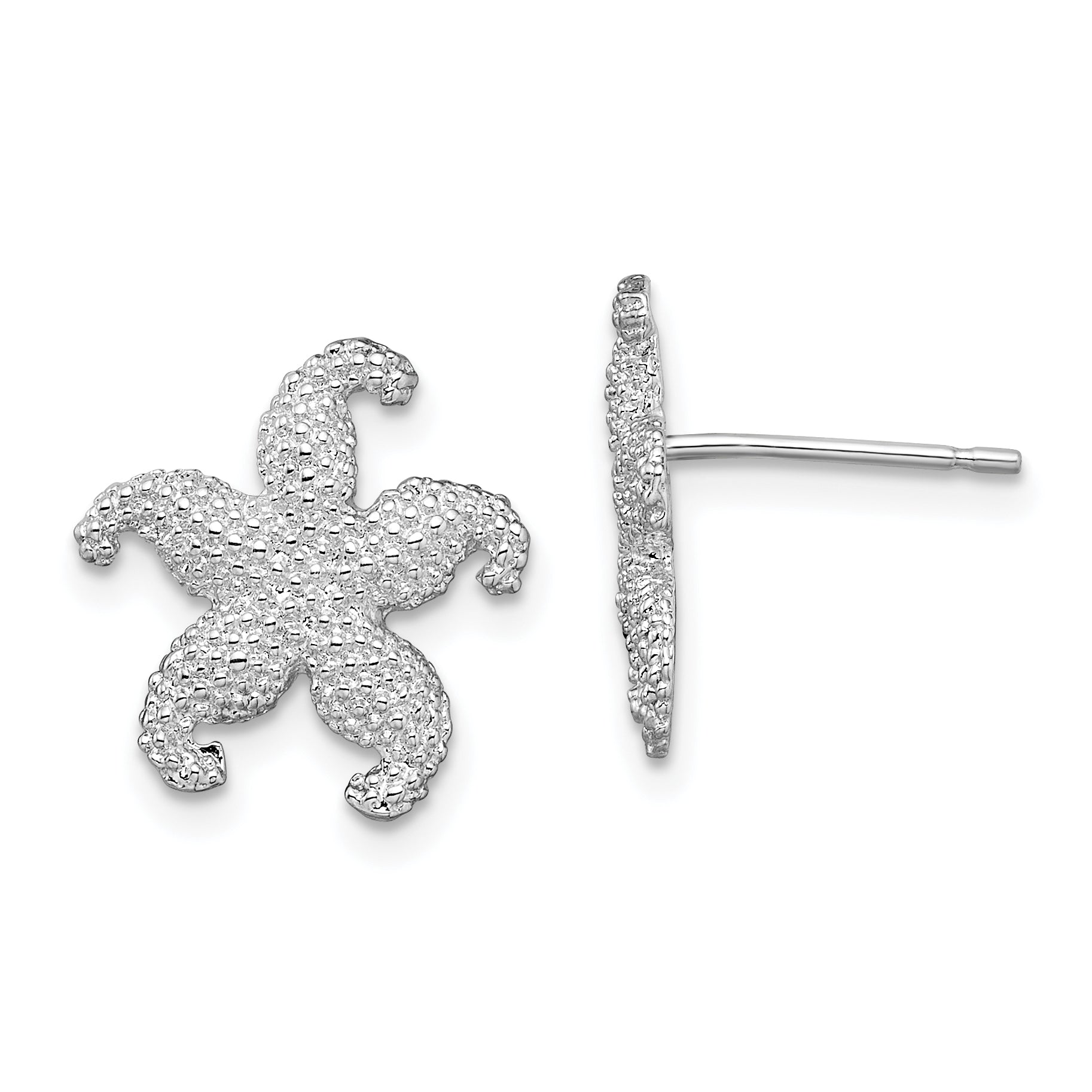 De-Ani Sterling Silver Rhodium-Plated Polished Starfish Post Earrings