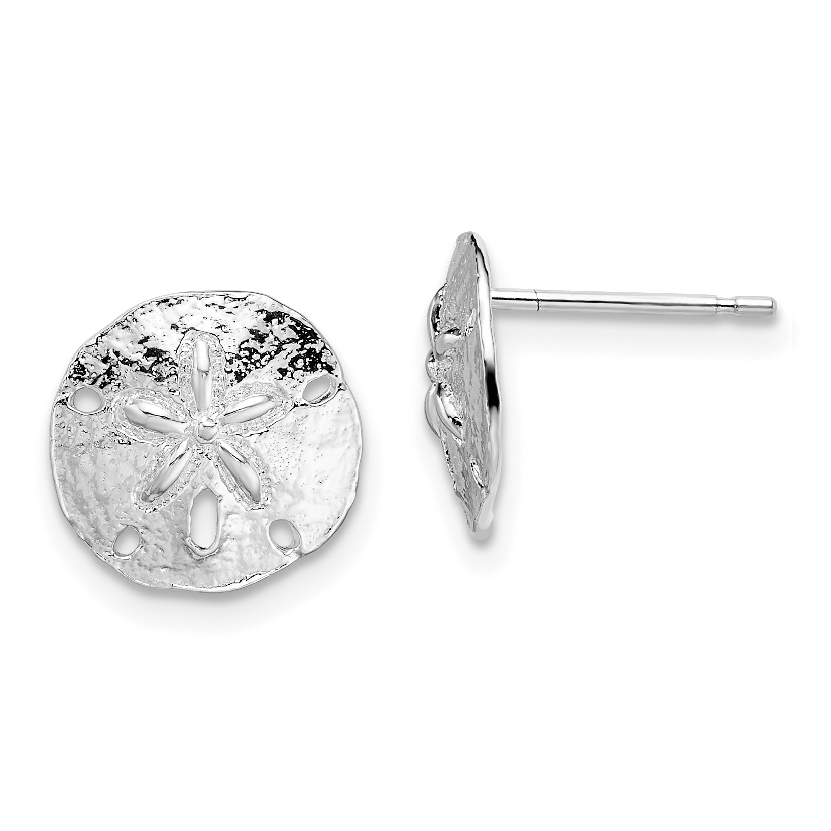 De-Ani Sterling Silver Rhodium-Plated Polished Sand Dollar Post Earrings