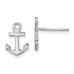 De-Ani Sterling Silver Rhodium-plated Polished Mini Anchor Post Earrings
