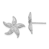 De-Ani Sterling Silver Rhodium-Plated Polished Small Starfish Post Earrings