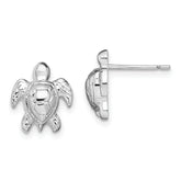 De-Ani Sterling Silver Rhodium-Plated Polished Mini Sea Turtle Post Earrings
