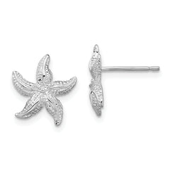 De-Ani Sterling Silver Rhodium-Plated Polished Starfish Post Earrings