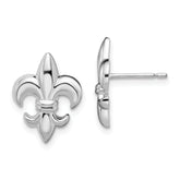 De-Ani Sterling Silver Rhodium-Plated Polished Small Fleur de Lis Post Earrings