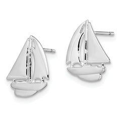 De-Ani Sterling Silver Rhodium-Plated Polished Small Sailboat Post Earrings