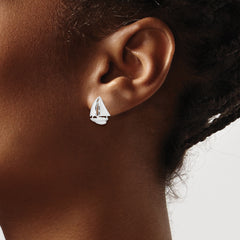 De-Ani Sterling Silver Rhodium-Plated Polished Small Sailboat Post Earrings