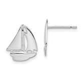 De-Ani Sterling Silver Rhodium-Plated Polished Small Sailboat Post Earrings