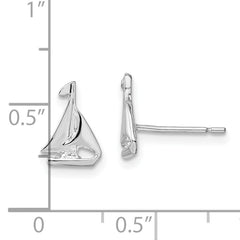 De-Ani Sterling Silver Rhodium-Plated Polished Mini Sailboat Post Earrings