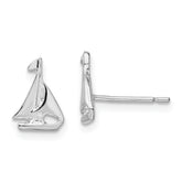 De-Ani Sterling Silver Rhodium-Plated Polished Mini Sailboat Post Earrings