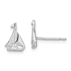 De-Ani Sterling Silver Rhodium-Plated Polished Mini Sailboat Post Earrings