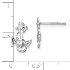 De-Ani Sterling Silver Rhodium-Plated Polished Anchor with Rope Post Earrings