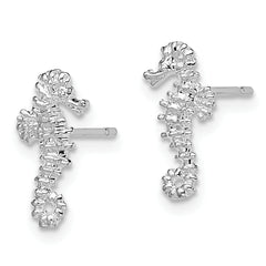 De-Ani Sterling Silver Rhodium-Plated Polished Mini Seahorse Post Earrings