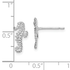 De-Ani Sterling Silver Rhodium-Plated Polished Mini Seahorse Post Earrings