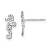 De-Ani Sterling Silver Rhodium-Plated Polished Mini Seahorse Post Earrings