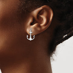 De-Ani Sterling Silver Rhodium-Plated Polished Anchor Post Earrings