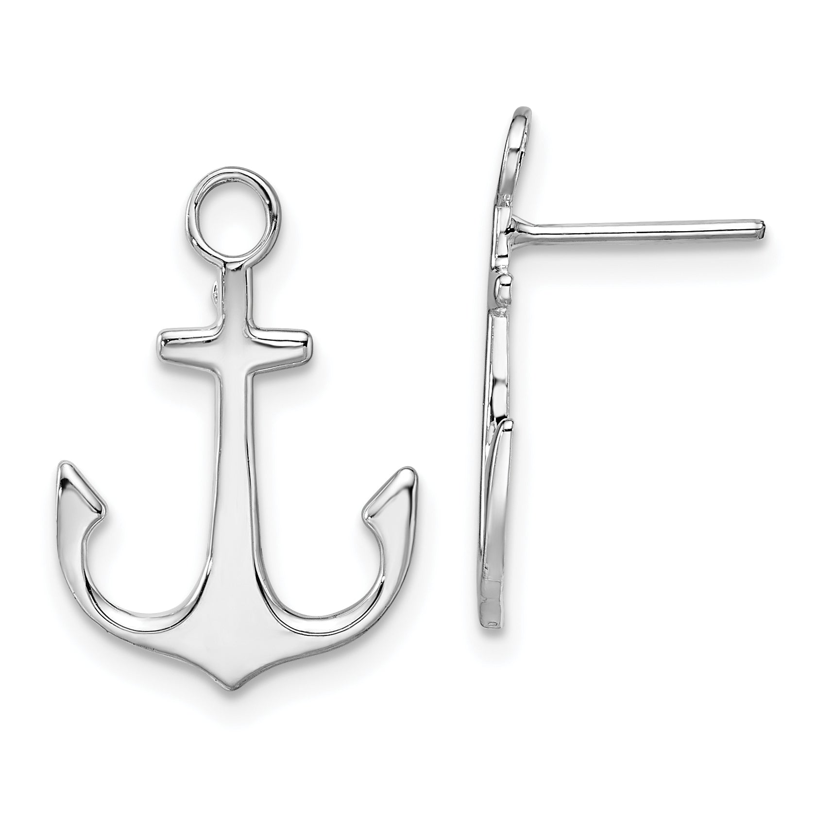 De-Ani Sterling Silver Rhodium-Plated Polished Anchor Post Earrings