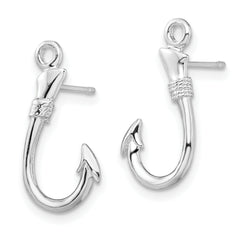 De-Ani Sterling Silver Rhodium-Plated Polished Fish Hook Post Earrings