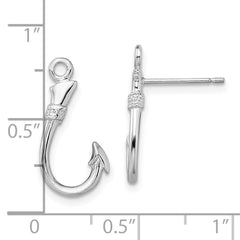De-Ani Sterling Silver Rhodium-Plated Polished Fish Hook Post Earrings