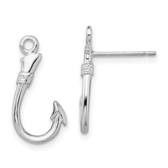De-Ani Sterling Silver Rhodium-Plated Polished Fish Hook Post Earrings