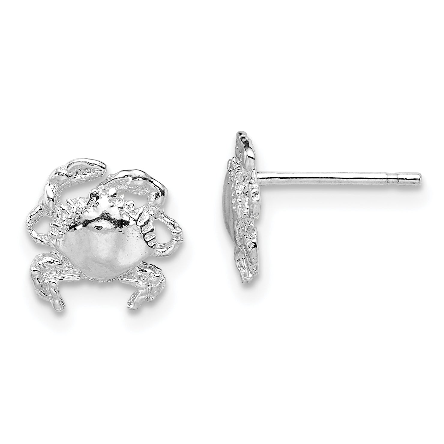 De-Ani Sterling Silver Rhodium-Plated Polished Crab Post Earrings
