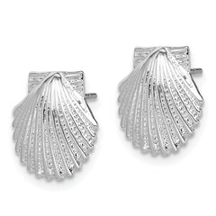De-Ani Sterling Silver Rhodium-Plated Polished Scallop Shell Post Earrings