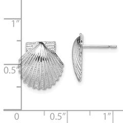 De-Ani Sterling Silver Rhodium-Plated Polished Scallop Shell Post Earrings