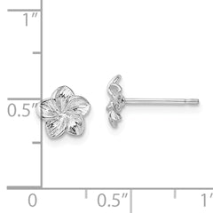 De-Ani Sterling Silver Rhodium-Plated Polished Plumeria Flower Post Earrings