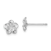 De-Ani Sterling Silver Rhodium-Plated Polished Plumeria Flower Post Earrings