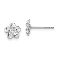 De-Ani Sterling Silver Rhodium-Plated Polished Plumeria Flower Post Earrings