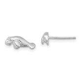 De-Ani Sterling Silver Rhodium-Plated Polished Mini Manatee Post Earrings
