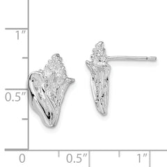 De-Ani Sterling Silver Rhodium-Plated Polished Conch Shell Post Earrings