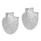 De-Ani Sterling Silver Rhodium-Plated Polished Large Scallop Shell Post Earrings
