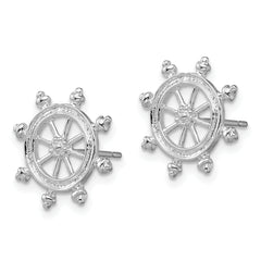 De-Ani Sterling Silver Rhodium-Plated Polished Ships Wheel Post Earrings