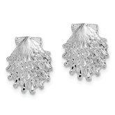 De-Ani Sterling Silver Rhodium-Plated Polished Lions Paw Shell Post Earrings