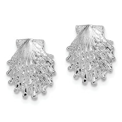 De-Ani Sterling Silver Rhodium-Plated Polished Lions Paw Shell Post Earrings