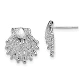 De-Ani Sterling Silver Rhodium-Plated Polished Lions Paw Shell Post Earrings